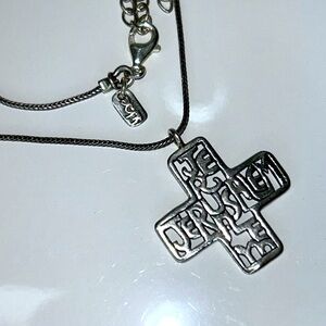 NWOT Passage To Israel Sterling Silver Designer Jerusalem Cross Necklace Modern